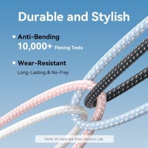 Vention 1.5M USB-A to 3-in-1 Charging Cable (USB-C, Lightning, Micro USB) – 6A Fast Charge, Black Alloy Build