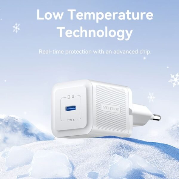 Vention 20W 1-Port USB-C GaN Charger EU-Plug-White - Image 7