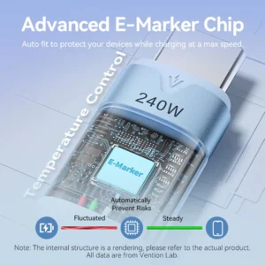 Vention 2M 5A USB 2.0 Type-C to Type-C Cable with Aluminum Alloy Connectors – High-Speed Charging-Black