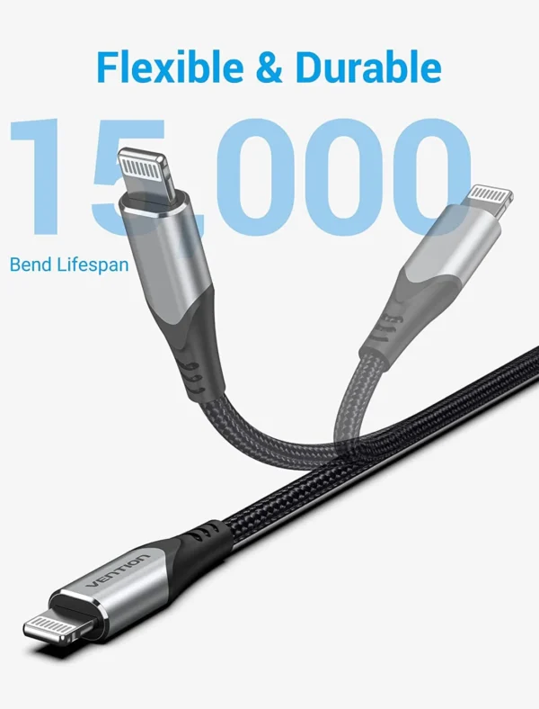 Vention 1.5M (MFI Certified) USB 2.0 Type-C to Lightning Cable with Aluminum Alloy Housing-Gray - Image 7