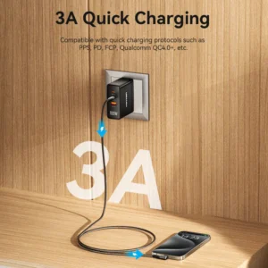 Vention 2M USB 2.0 Type-C to Type-C Right-Angle 3A Charging Cable with Aluminum Alloy Housing-Black