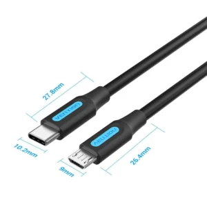 Vention 1M USB 2.0 Type-C to Micro-B Male Cable, 2A Charging-Black