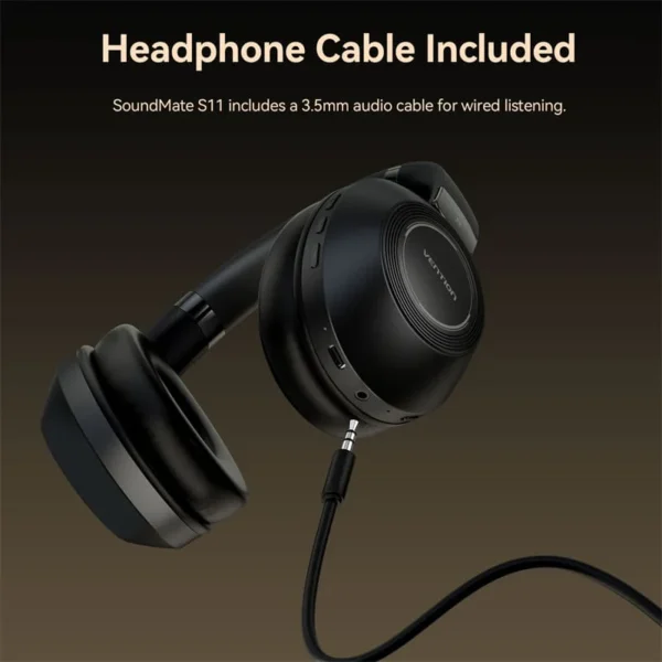 Vention SoundMate Wireless On-Ear Audio Headphones-Black - Image 10