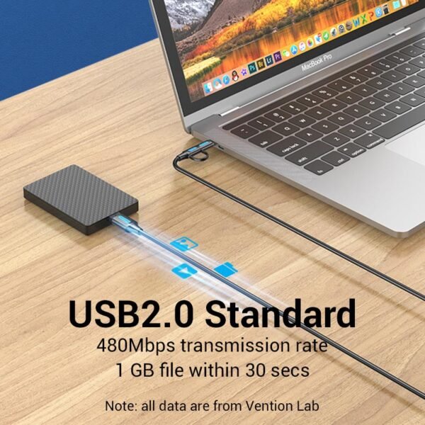 Vention 1.5M Dual-Head Charging Cable – USB-A to USB-C & Micro USB, 3A Fast Charging, Sleek Black - Image 9