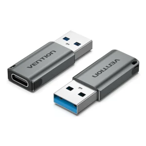 Vention USB-A Male to Type-C Female Adapter – Sleek Gray Aluminum