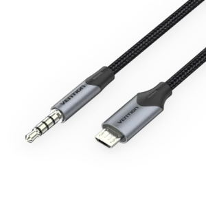 Vention 2M Micro USB to 3.5mm Audio Jack Adapter – Hi-Fi Mic & Karaoke Cable for Android Device-Blacks