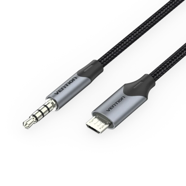 Vention 2M Micro USB to 3.5mm Audio Jack Adapter – Hi-Fi Mic & Karaoke Cable for Android Device-Blacks