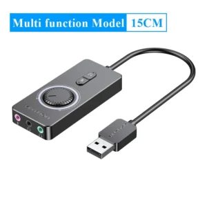 Vention 0.15M USB External Sound Card with Volume Control ABS Type-Black
