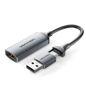 Vention HDMI to USB-C/USB-A Video Capture Card Adapter – 0.1M, Gray