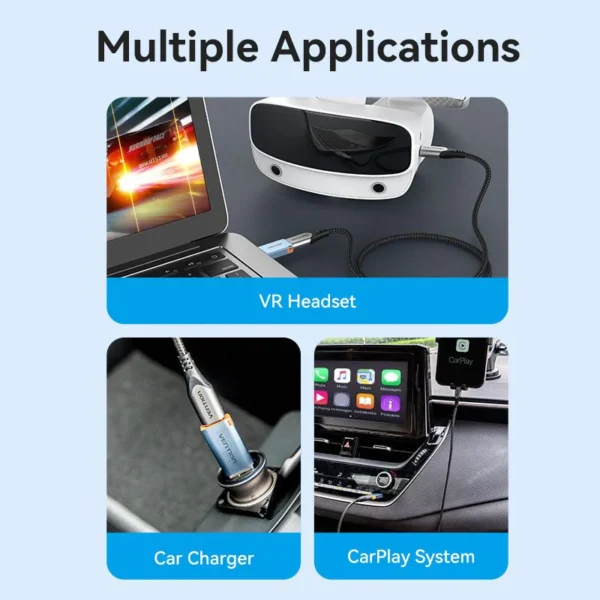 Vention USB 3.1 Type-A Male to USB-C Female Adapter with Lanyard – Gray Aluminum Alloy - Image 9