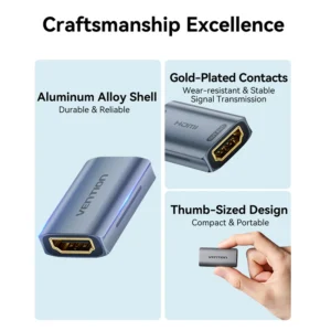 Vention Premium HDMI Coupler with Signal Amplification – Gray Alloy