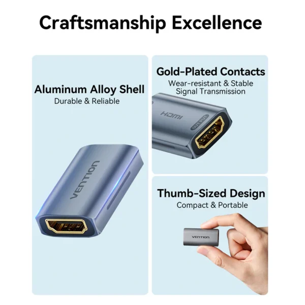 Vention Premium HDMI Coupler with Signal Amplification – Gray Alloy - Image 10