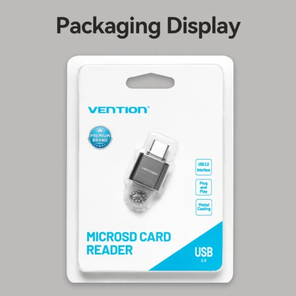 Vention Type-C MicroSD Card Reader – Gray Zinc Alloy-Gray - Image 13