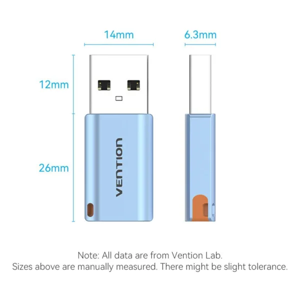 Vention USB 3.1 Type-A Male to USB-C Female Adapter with Lanyard – Gray Aluminum Alloy - Image 11