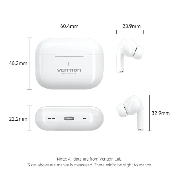 Vention TWS Bluetooth Earbuds - White - Image 12