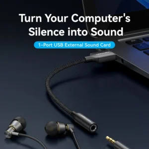 Vention 0.25M USB Stereo Sound Adapter-Black
