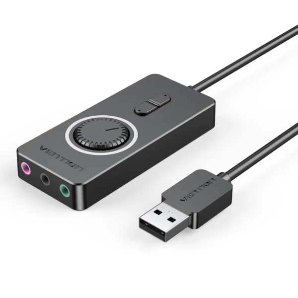 Vention 0.15M USB External Sound Card with Volume Control ABS Type-Black