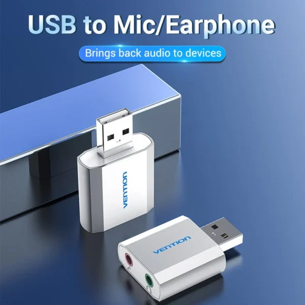 Vention Metal USB Audio Adapter – Silver - Image 2