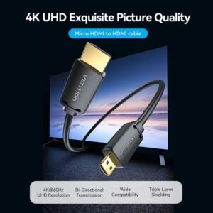 Vention 1.5M HDMI-D Male to HDMI-A Male 4K HD High-Speed Cable-Black