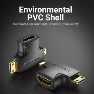 Vention Dual-Port Mini & Micro HDMI Male to HDMI Female Adapter – Black