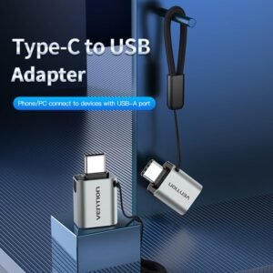 Vention Type-C Male to USB 3.0 Female OTG Adapter – Premium Gray