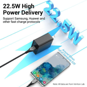 Vention 22.5W Single-Port USB Wall Charger – Black