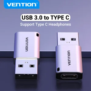 Vention USB-A Male to Type-C Female Adapter – Sleek Gray Aluminum