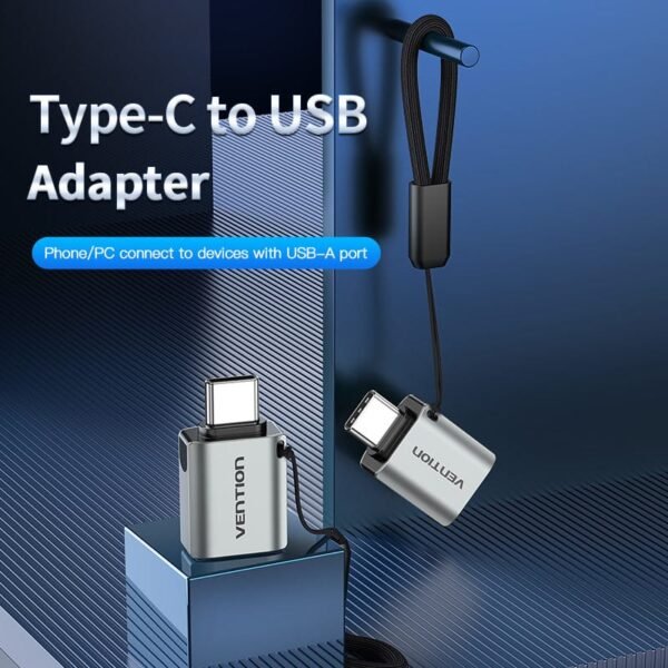 Vention Type-C Male to USB 3.0 Female OTG Adapter – Premium Gray - Image 2