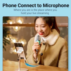 Vention 2M Micro USB to 3.5mm Audio Jack Adapter – Hi-Fi Mic & Karaoke Cable for Android Device-Blacks