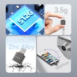 Vention Type-C MicroSD Card Reader – Gray Zinc Alloy-Gray