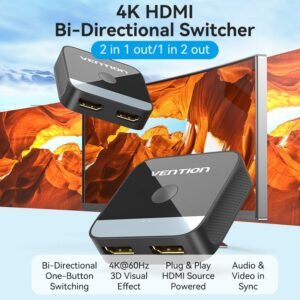 Vention 4K 2-Port HDMI Bi-Directional Switch – Black