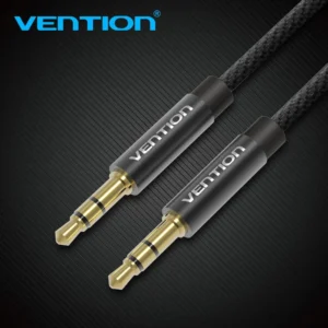 Vention 0.5M Durable 3.5mm Dual Jack Fabric AUX Link Cable-Black