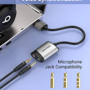 Vention 0.15 Durable Compact USB Audio Adapter – Gray Alloy