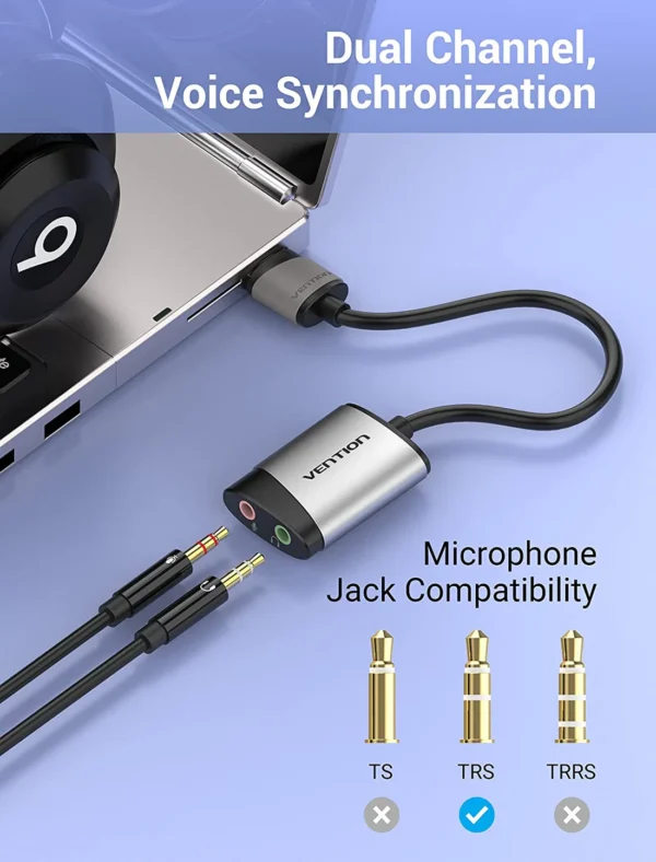 Vention 0.15 Durable Compact USB Audio Adapter – Gray Alloy - Image 7