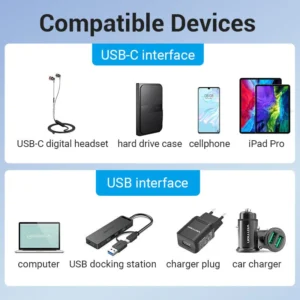 Vention USB-A Male to Type-C Female Adapter – Sleek Gray Aluminum