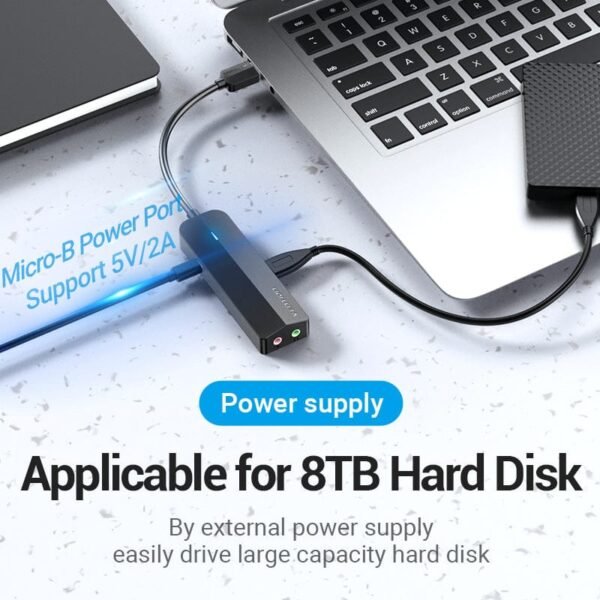 Vention MultiPort USB 3.0 Hub – 6-in-1-Black - Image 3