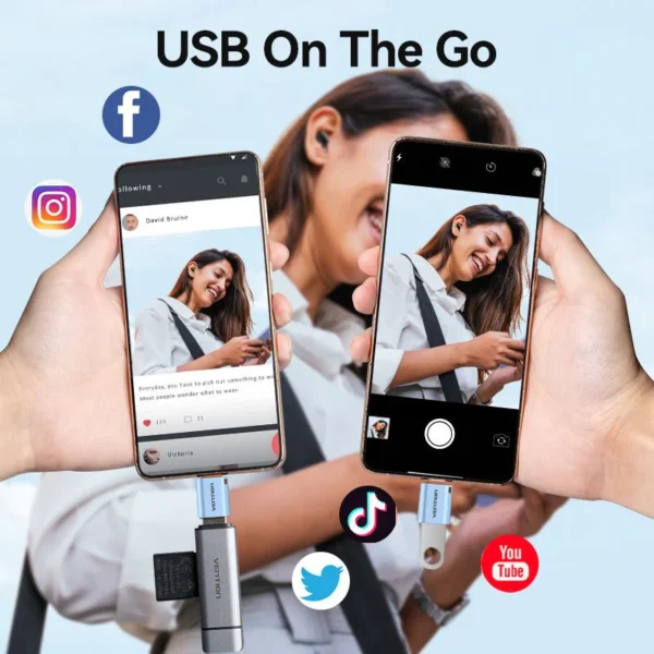 Vention USB-C Male to USB-A Female OTG Adapter with Lanyard – Aluminum Alloy Design - Image 6