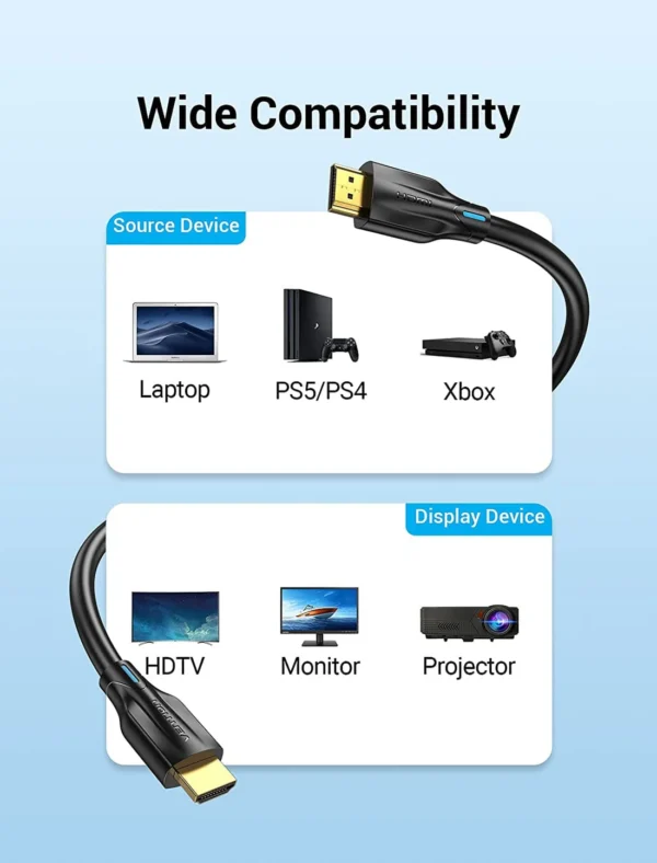 Vention 5M 8K Ultra HD HDMI Cable – Male to Male, Black - Image 6