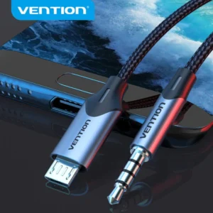 Vention 2M Micro USB to 3.5mm Audio Jack Adapter – Hi-Fi Mic & Karaoke Cable for Android Device-Blacks