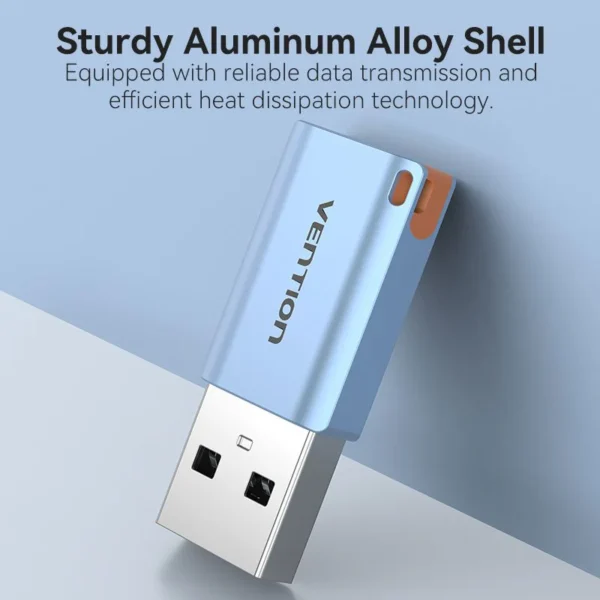Vention USB 3.1 Type-A Male to USB-C Female Adapter with Lanyard – Gray Aluminum Alloy - Image 6