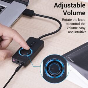 Vention 0.15M USB External Sound Card with Volume Control ABS Type-Black