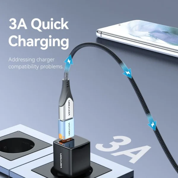 Vention USB-C Male to USB-A Female OTG Adapter with Lanyard – Aluminum Alloy Design - Image 7