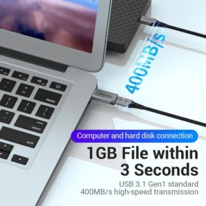 Vention USB-A Male to Type-C Female Adapter – Sleek Gray Aluminum