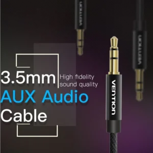 Vention 0.5M Durable 3.5mm Dual Jack Fabric AUX Link Cable-Black