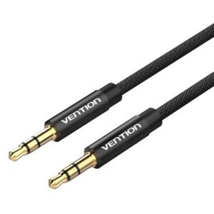 Vention 0.5M Durable 3.5mm Dual Jack Fabric AUX Link Cable-Black